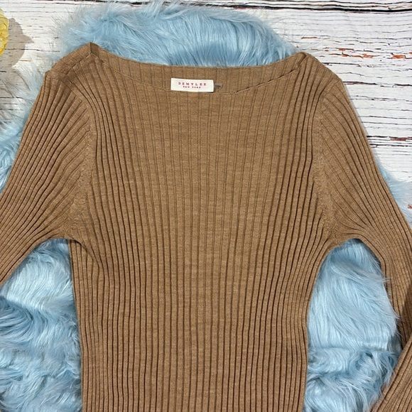 Demylee New York Wool Ribbed Camel Colorblock Tunic Sweater - Picture 5 of 9
